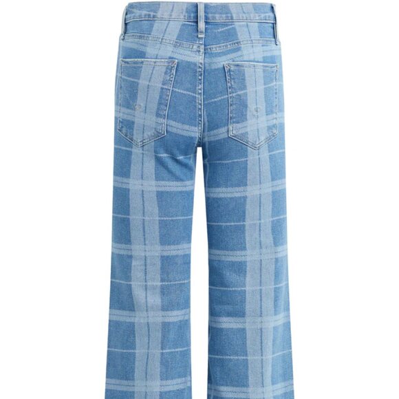 NEW HUDSON women Rosie High Rise Wide Leg Ankle Jeans in Plaid Indigo 825 7t3 - Picture 10 of 11